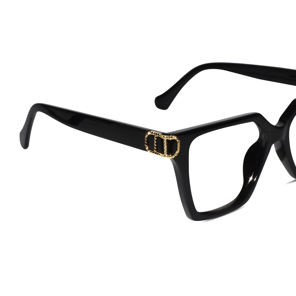 Oversize White Designer Square Eyeglasses For Women LKE23044-Black