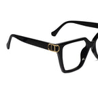 Oversize White Designer Square Eyeglasses For Women LKE23044-Black