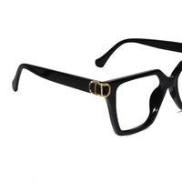 Oversize White Designer Square Eyeglasses For Women LKE23044-Black