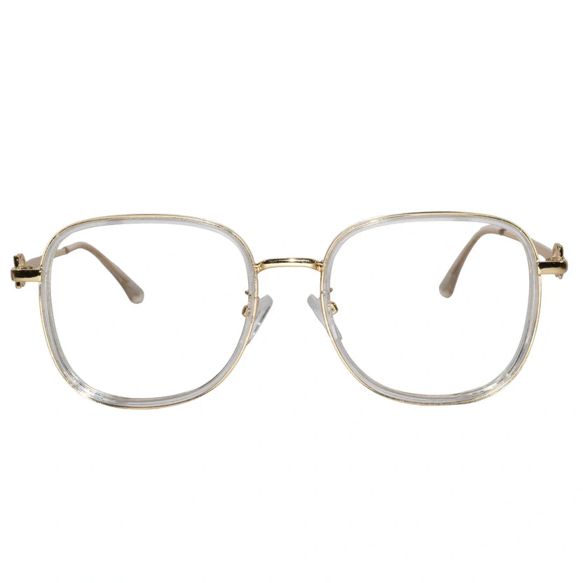 Designer Gold Square Metal Eyeglasses For Women LKE2312-Golden