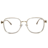 Designer Gold Square Metal Eyeglasses For Women LKE2312-Golden