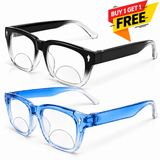 Rectanguler Black & Blue Bifocal Reading Glasses Pack of 2 for Men & Women - RBBBRG2
