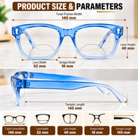 Rectanguler Black & Blue Bifocal Reading Glasses Pack of 2 for Men & Women - RBBBRG2