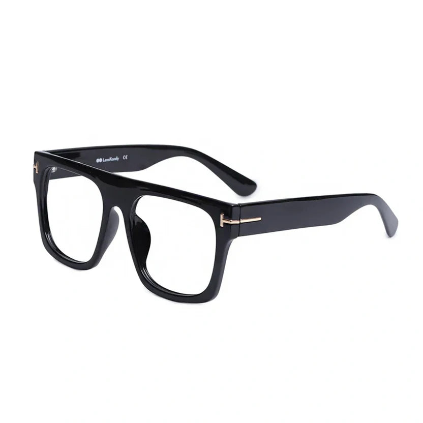 Bold Designer Wayfarer Black Full Rim Eyeglasses For Men & Women LKE95167-BLK