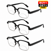 Keymount Black Intelligent Zoom Bifocal Reading Glasses for Men & Women -3KBF