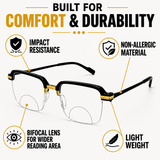 Stylish Black Golden Phothochromatic  Bifocal Reading glasses For Men and Women -2PGBRG