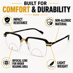 Stylish Black Golden Phothochromatic  Bifocal Reading glasses For Men and Women -2PGBRG