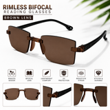 Rimless Bifocal Brown Daily Use Reading Glasses 3BRG01