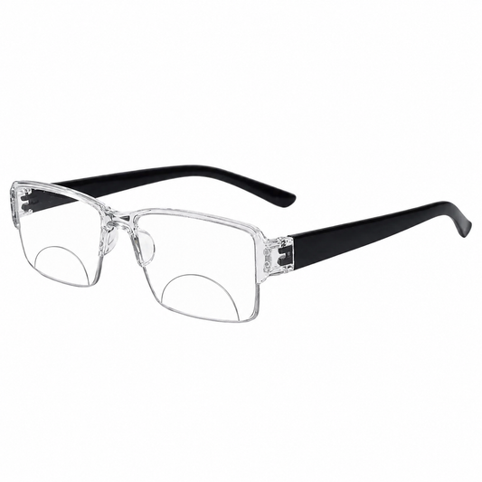 Bi-Focal Transparent  Frame Flexible Intelligent Zoom Reading Glasses - 1HFCL01-TRSNP