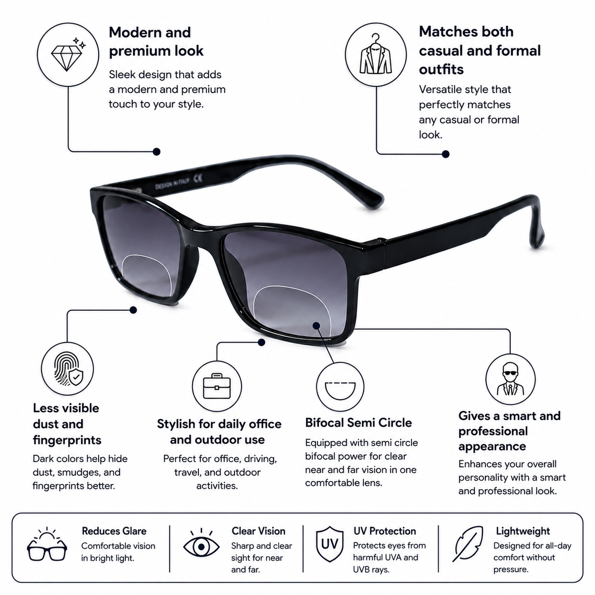 Full frame Foldbale Frame Flexible Intelligent Zoom Reading Glasses- 3FLBF