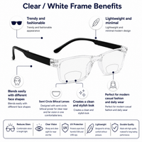 Full Frame Foldbale Frame Flexible Intelligent Zoom Reading Glasses- 3FLBF