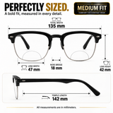 Designer Black Clubmaster Intelligent Zoom Bifocal Reading Glasses  for Men & Women (CMBF01)