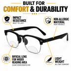 Designer Black Clubmaster Intelligent Zoom Bifocal Reading Glasses  for Men & Women (CMBF01)