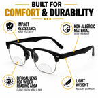 Designer black clubmaster Intelligent zoom bifocal reading glasses (2PGCMBF01)