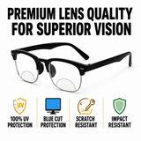 Designer Black Clubmaster Intelligent Zoom Bifocal Reading Glasses  for Men & Women (CMBF01)