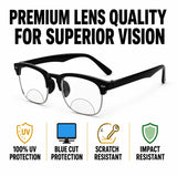 Designer black clubmaster Intelligent zoom bifocal reading glasses (2PGCMBF01)