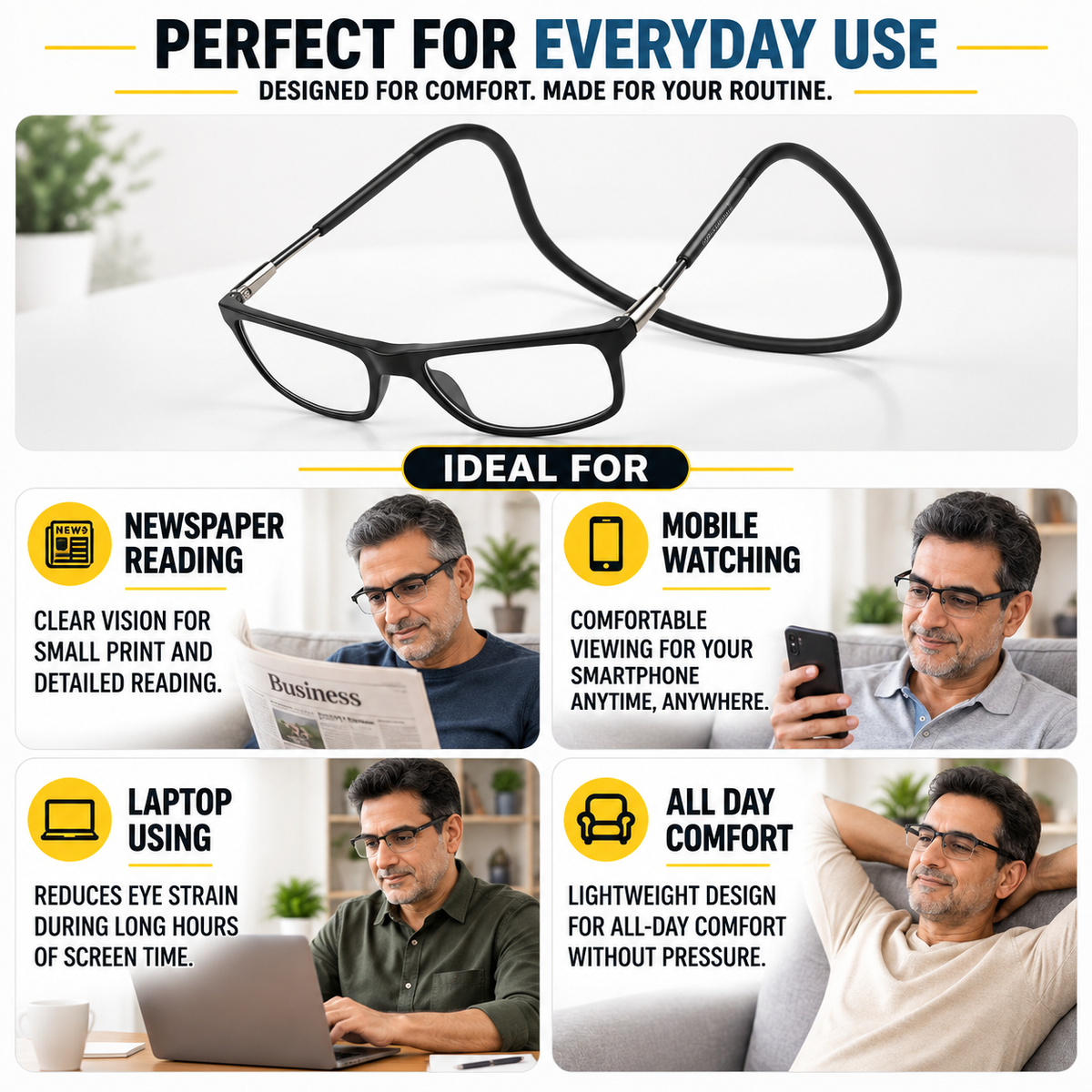 Neckband  Flexible  Intelligent Zoom Reading Glasses(1NFORG)