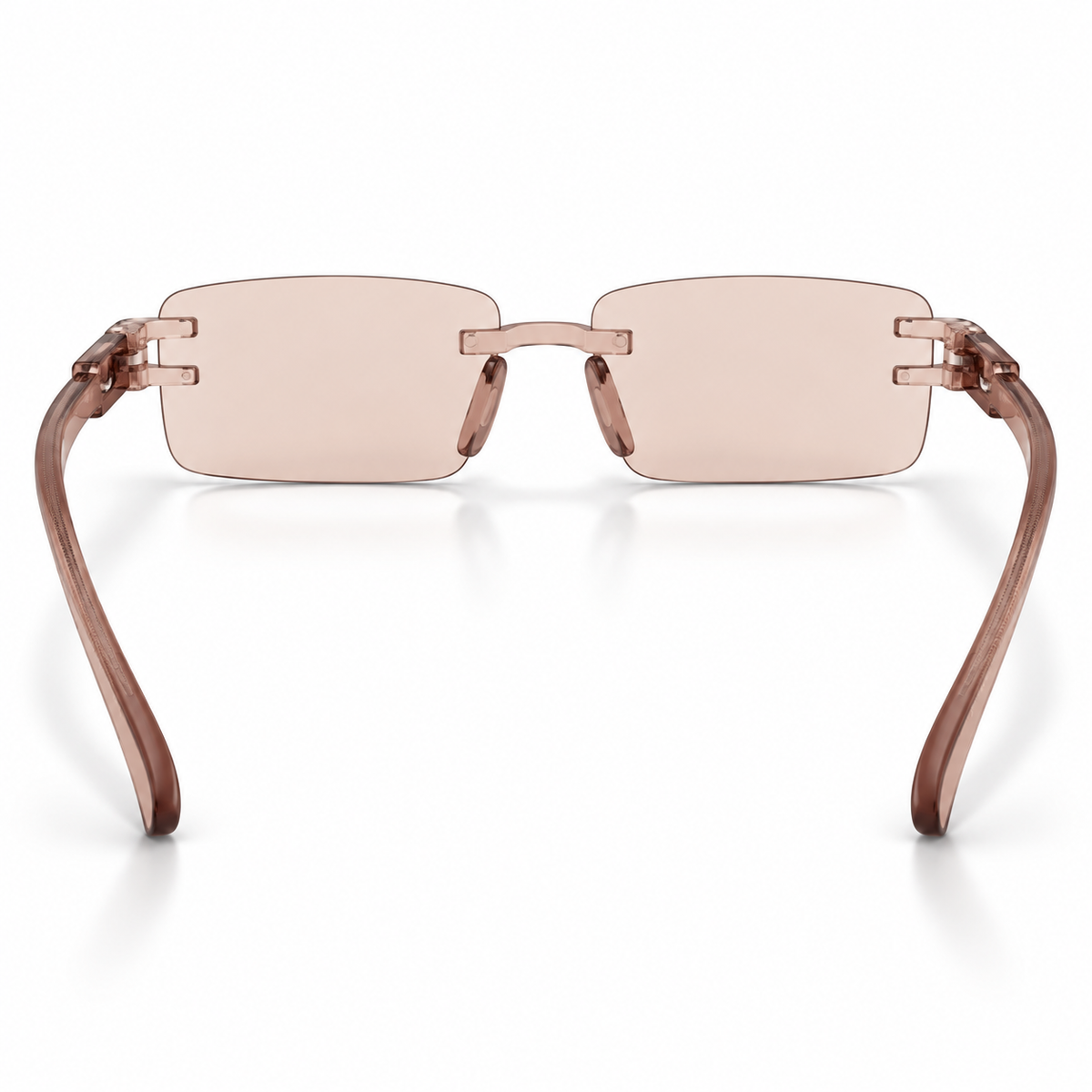Premium Brown & White Rimless Reading Glasses with Elegant Gold-Tone Panther Temples – (LRBRG2)