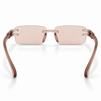 Premium Brown & White Rimless Reading Glasses with Elegant Gold-Tone Panther Temples – (LRBRG2)