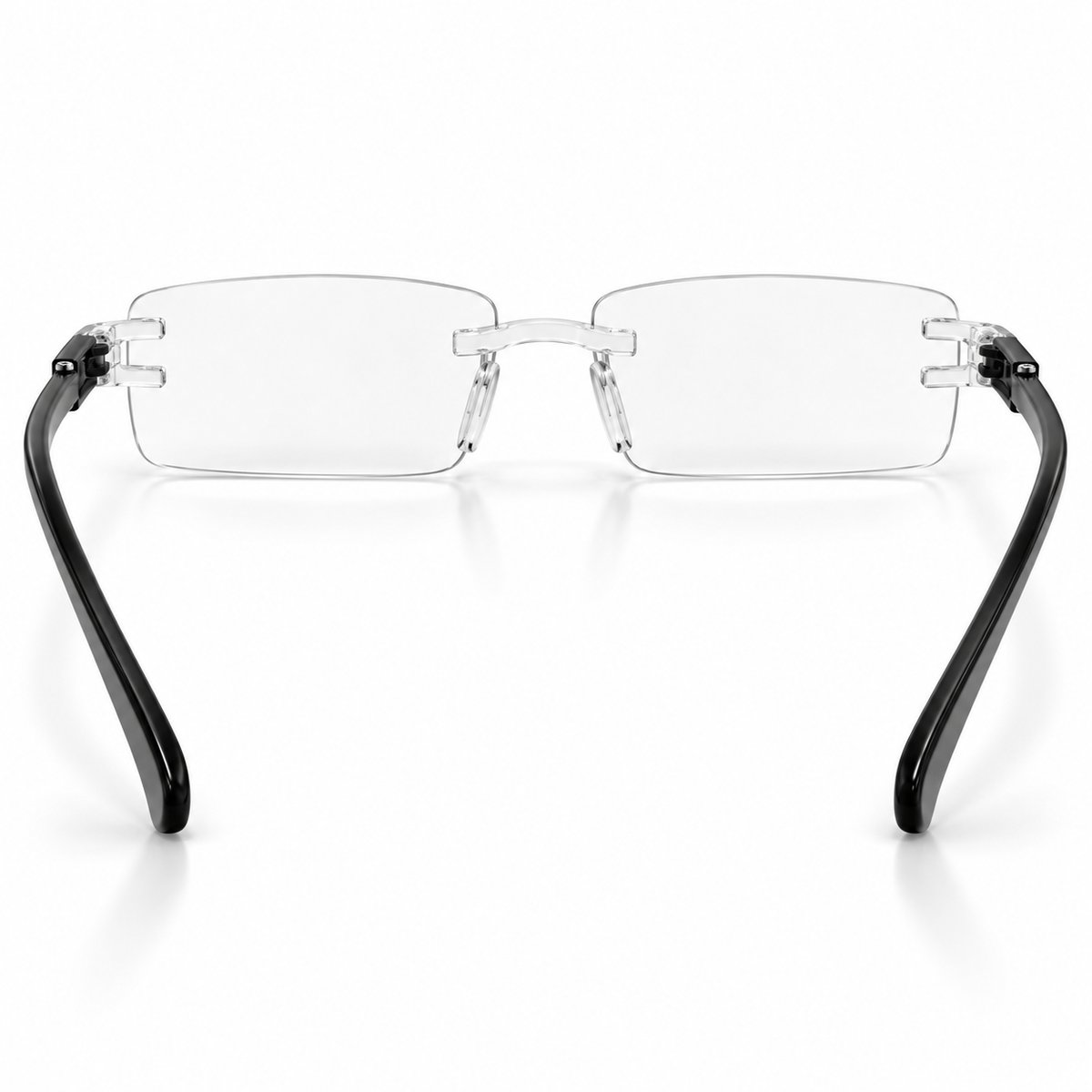 Premium Grey & White Rimless Reading Glasses with Elegant Gold-Tone Panther Temples – (LRGRG2)