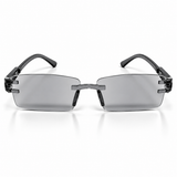 Premium Grey & White Rimless Reading Glasses with Elegant Gold-Tone Panther Temples – (LRGRG2)