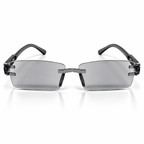 Premium Grey & White Rimless Reading Glasses with Elegant Gold-Tone Panther Temples – (LRGRG2)