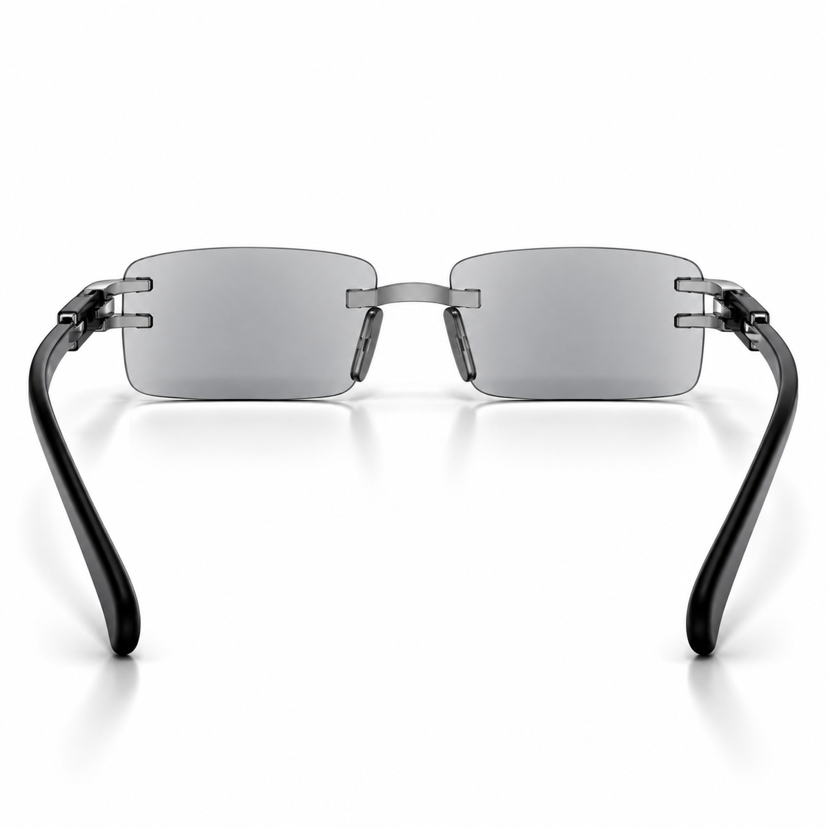 Premium Grey & White Rimless Reading Glasses with Elegant Gold-Tone Panther Temples – (LRGRG2)