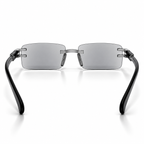 Premium Grey & White Rimless Reading Glasses with Elegant Gold-Tone Panther Temples – (LRGRG2)