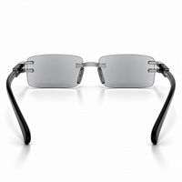 Premium Grey & White Rimless Reading Glasses with Elegant Gold-Tone Panther Temples – (LRGRG2)