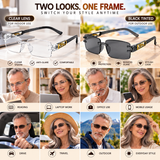 Premium Grey & White Rimless Reading Glasses with Elegant Gold-Tone Panther Temples – (LRGRG2)