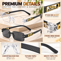 Premium Grey & White Rimless Reading Glasses with Elegant Gold-Tone Panther Temples – (LRGRG2)