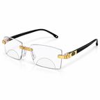 Stylish Golden Bifocal Rimless Reading glasses For Men and Women -GBRRG3