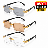 Stylish Golden Bifocal Rimless Reading glasses For Men and Women -GBRRG3