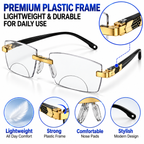 Stylish Golden Bifocal Rimless Reading glasses For Men and Women -GBRRG3