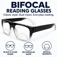 Black Wayfarer Bifocal Reading Glasses Pack of 2 for Men & Women - BWBRG2