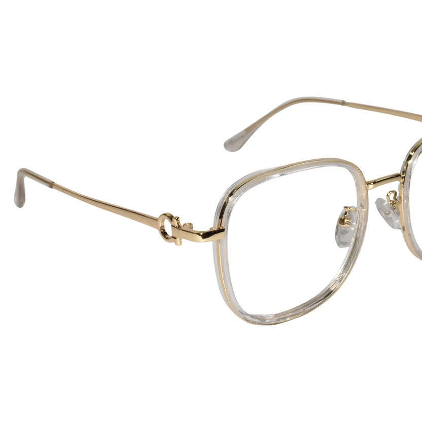 Designer Gold Square Metal Eyeglasses For Women LKE2312-Golden