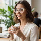 Designer White Cateye Reading Glasses For Women ELE66022-WHITE
