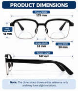 Keymount Black Intelligent Zoom Bifocal Reading Glasses for Men & Women -3KBF