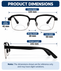 Keymount Black Intelligent Zoom Bifocal Reading Glasses for Men & Women -3KBF