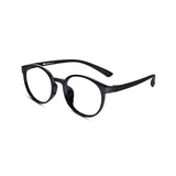 Flexible Shiny Black Round Eyeglasses For Men & Women LKE7135-BLK