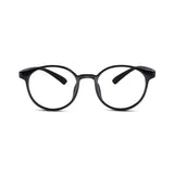Flexible Shiny Black Round Eyeglasses For Men & Women LKE7135-BLK