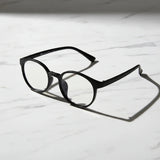 Flexible Shiny Black Round Eyeglasses For Men & Women LKE7135-BLK