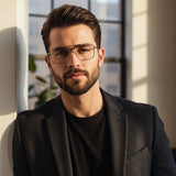 Gold Rectangular Antiglare Computer Glasses For Men ELE6008-GOLD