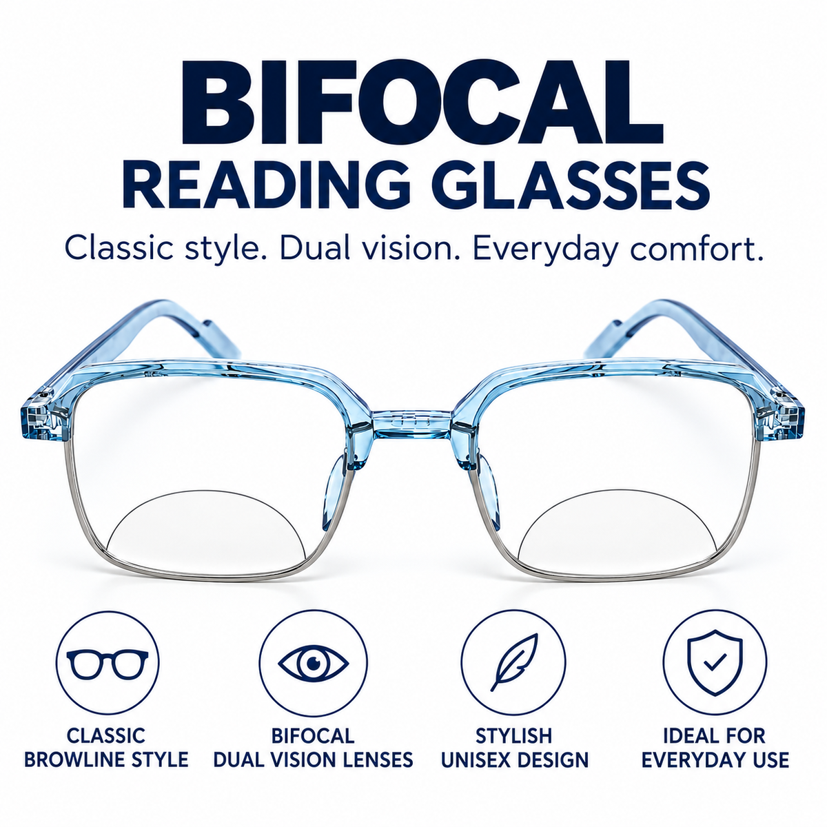 Keymount Pack of 3 colors  Intelligent Zoom Bifocal Reading Glasses for Men & Women - CKBF3