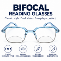 Keymount Pack of 3 colors  Intelligent Zoom Bifocal Reading Glasses for Men & Women - CKBF3