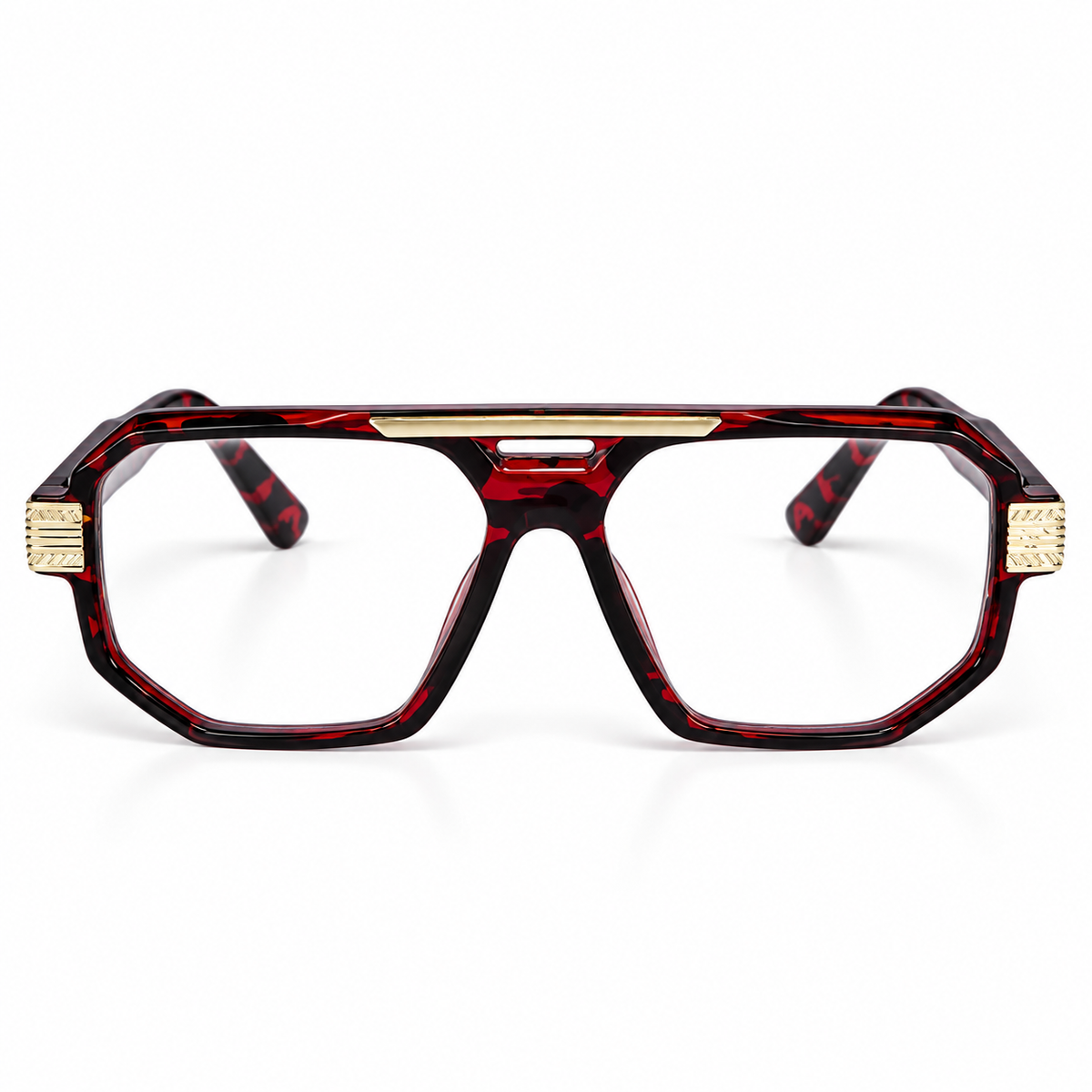 Marshell Rectangular Intelligent Zoom Reading Glasses with Gold Metal Accents for Men & Women- MRRGT