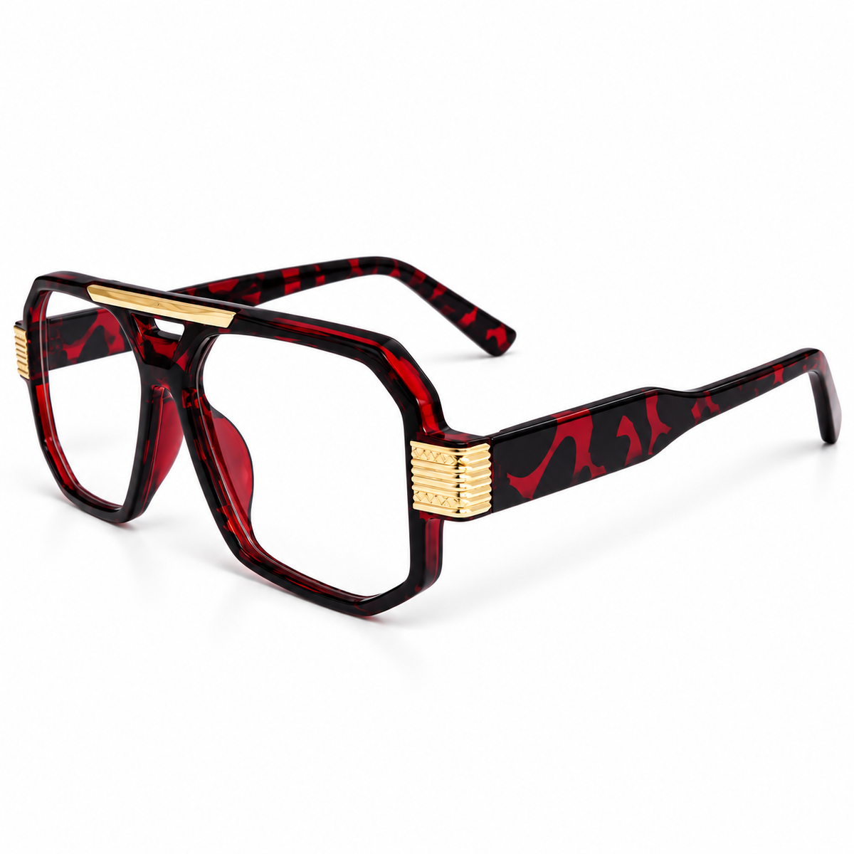 Marshell Rectangular Intelligent Zoom Reading Glasses with Gold Metal Accents for Men & Women- MRRGT