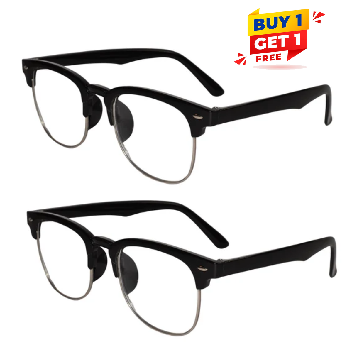 Designer Black Clubmaster Intelligent Zoom Bifocal Reading Glasses  for Men & Women (PGCMBF01)