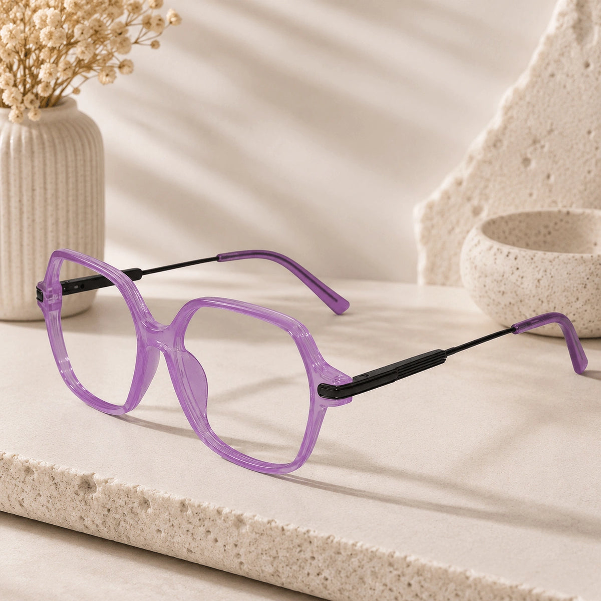 Oversize Square Animal Print Eyeglasses For Women LKE9132-BRN