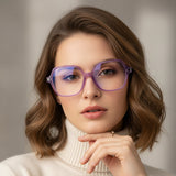 Oversize Square Animal Print Eyeglasses For Women LKE9132-BRN